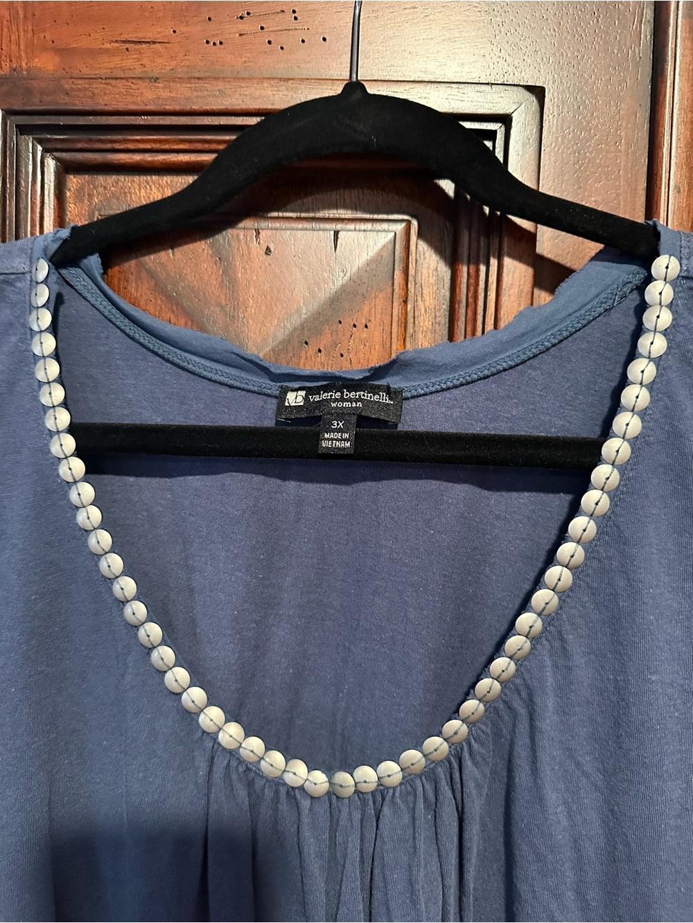 3X TANK Valerie Bertinelli Navy Sleeveless Top with Beaded DISC Scoop Neck RAW